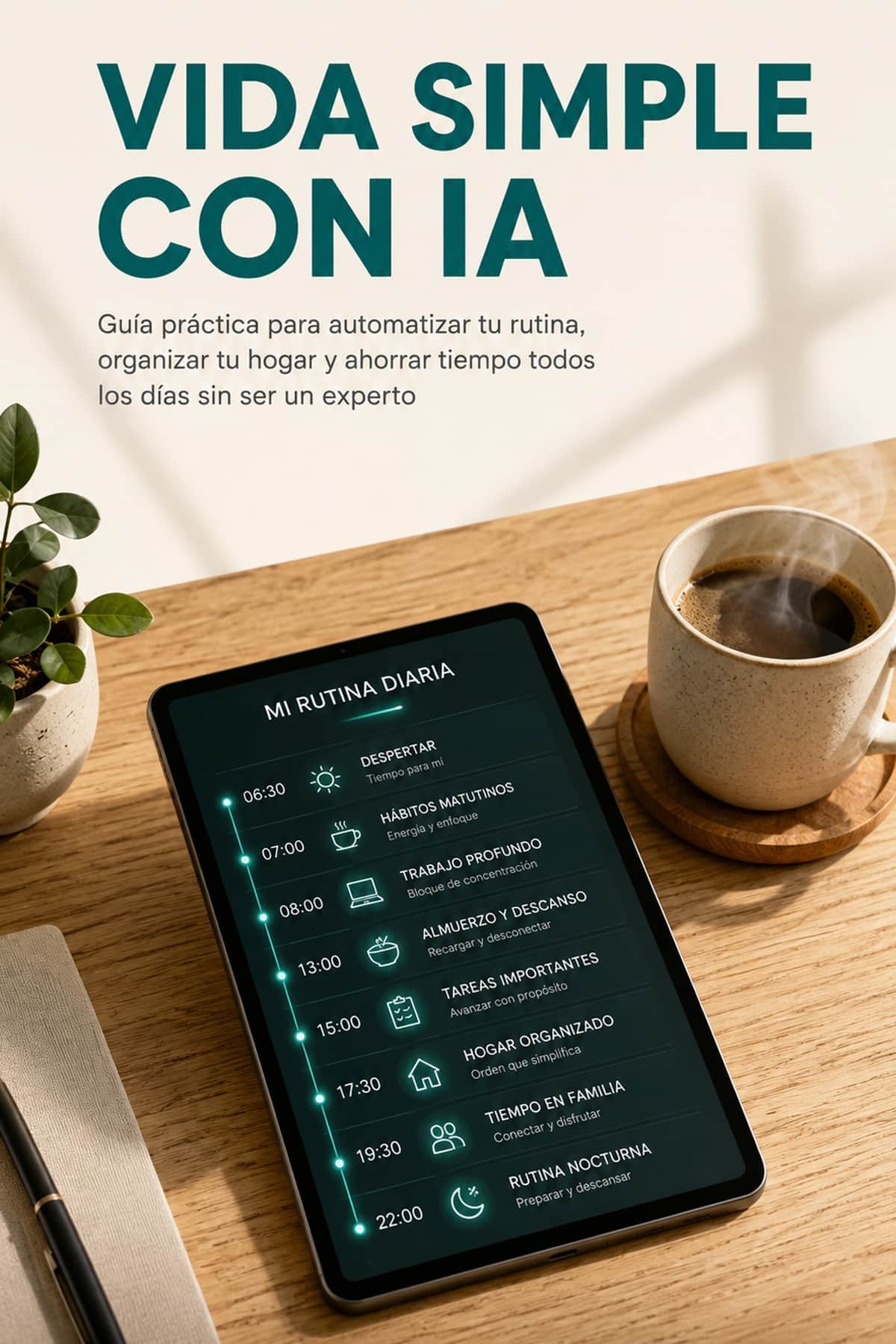 Portada de Vida Simple con IA, guía práctica de IA para el día a día para organizar tu hogar y ahorrar tiempo