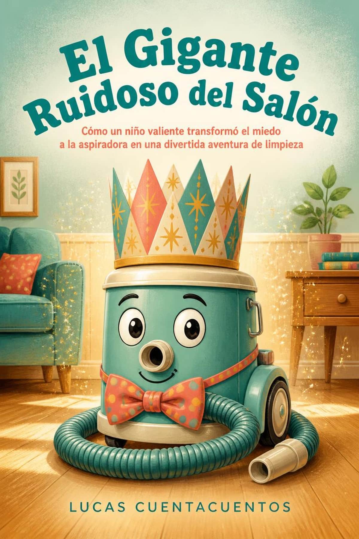 Portada de El Gigante Ruidoso del Salón, cuento infantil sobre superar miedo a la aspiradora