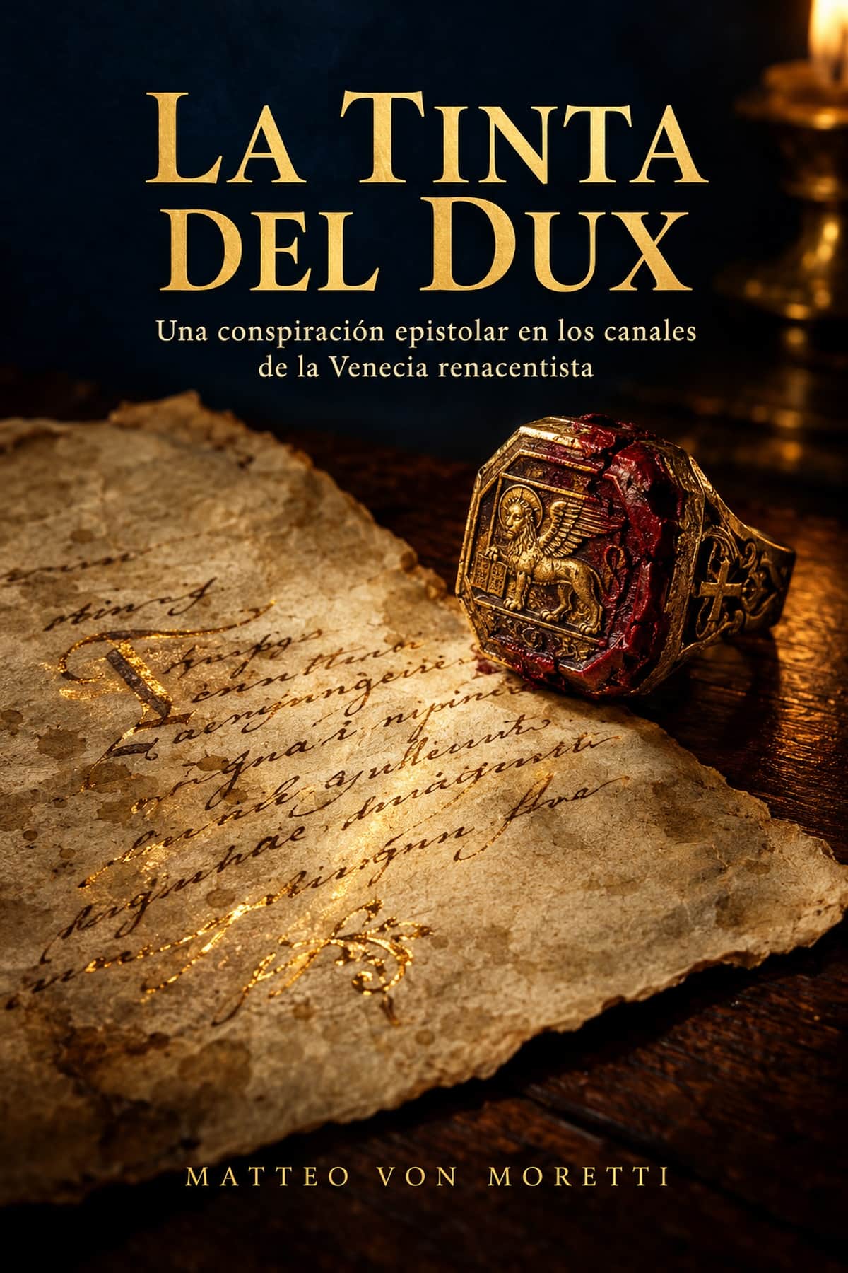 Portada de La Tinta del Dux, novela de ficción histórica y misterio en la Venecia de 1574