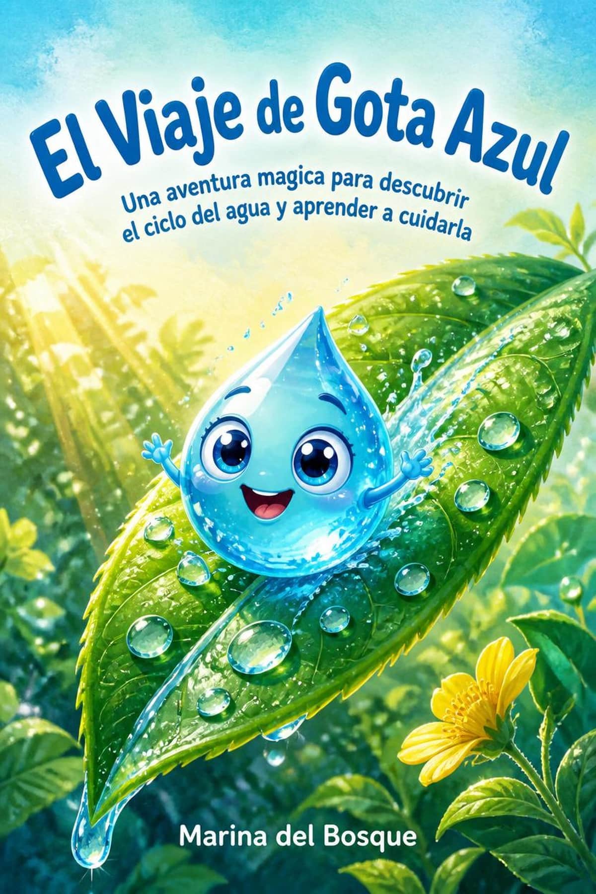 Portada de El Viaje de Gota Azul, libro educativo infantil sobre el ciclo del agua