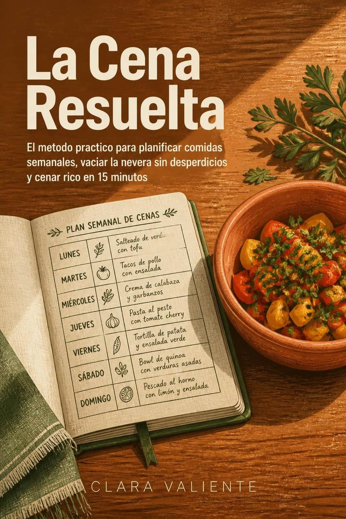 Portada de La Cena Resuelta, manual sobre planificar comidas semanales