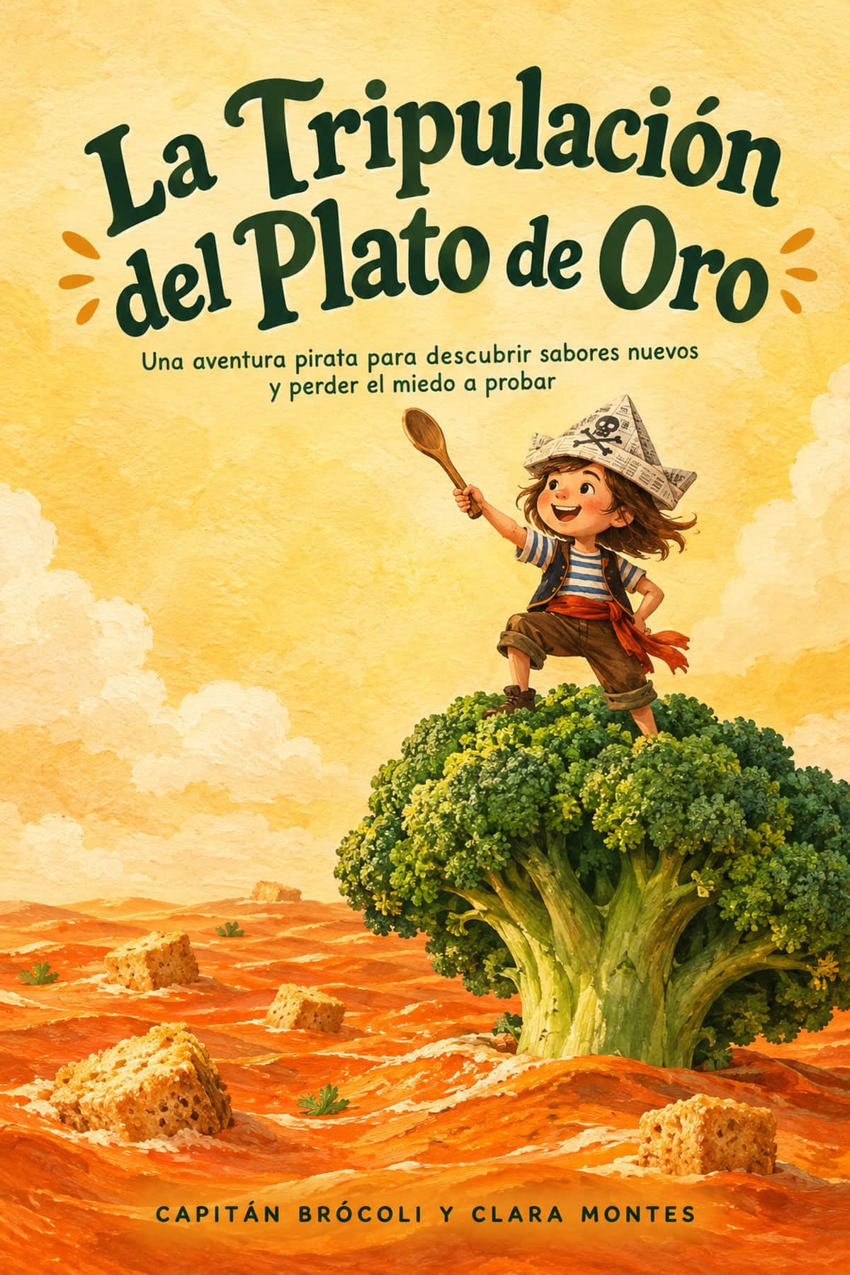 Portada de La Tripulación del Plato de Oro, cuento infantil sobre probar alimentos nuevos