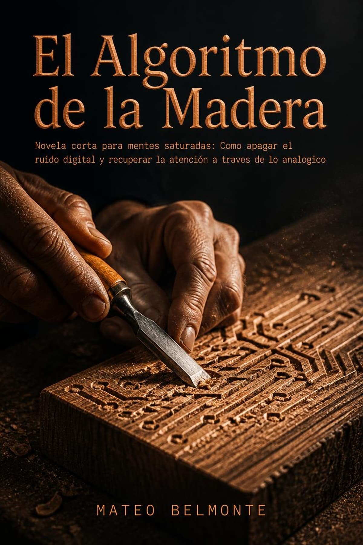 Portada de El Algoritmo de la Madera, novela sobre superar la fatiga digital