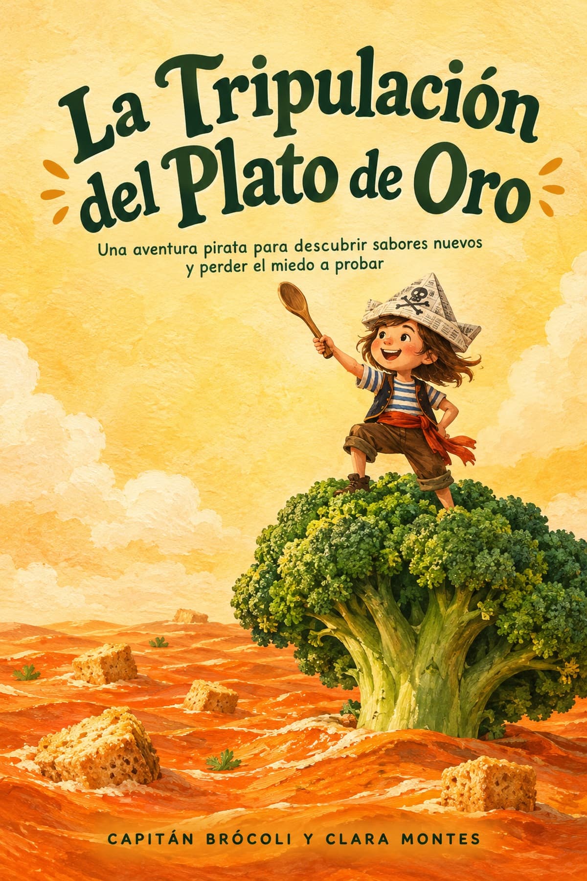 Portada de La Tripulación del Plato de Oro, cuento infantil sobre probar alimentos nuevos