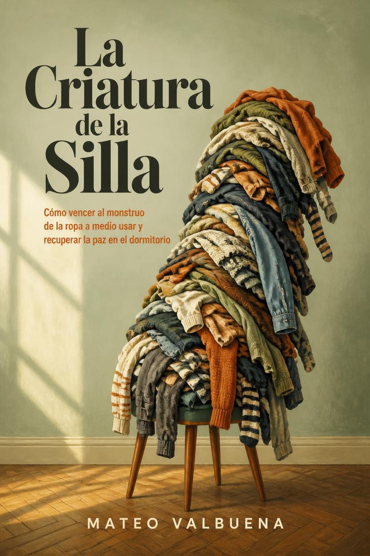 Portada de La Criatura de la Silla, novela corta sobre el desorden textil en la habitación, ropa en la silla del dormitorio
